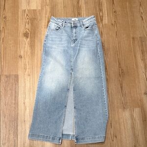 Women’s Light Blue Denim Long Skirt